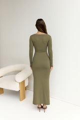 BASE Embrace Shape Langarm-Maxikleid Army