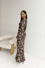 Angeline Langarm Maxikleid Braun