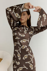 Angeline Langarm Maxikleid Braun