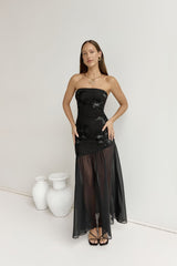 Trägerloses Maxikleid „First Class Feelings“ Schwarz