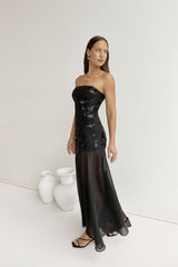 Trägerloses Maxikleid „First Class Feelings“ Schwarz