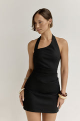 Zukunftsweisendes Neckholder-Minikleid Schwarz