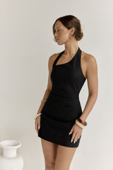Zukunftsweisendes Neckholder-Minikleid Schwarz