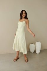 Kaiya Jacquard Satin Midikleid Gelb