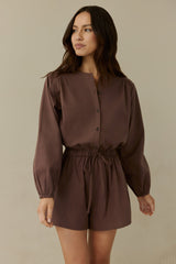 Birdcall Playsuit mit langen Ärmeln Braun
