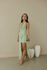 Maxikleid mit Neckholder "Coconut Island" Grün