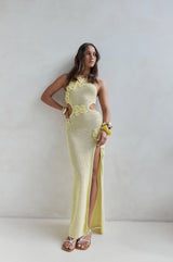 Monaco Sun Strick-Maxikleid mit Neckholder, Gelb