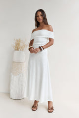 Secret Shorelines schulterfreies Maxikleid Weiß