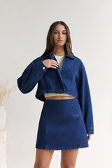 Coffee Dates verkürzte Jeansjacke Blau