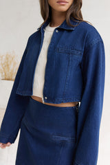Coffee Dates verkürzte Jeansjacke Blau