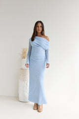 Cool Daze Langarm Strick Maxikleid Blau