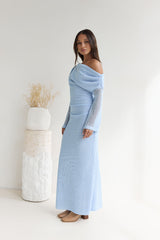 Cool Daze Langarm Strick Maxikleid Blau