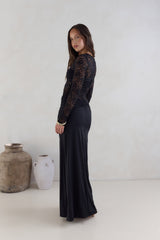 Larna Ärmel-Maxikleid Schwarz