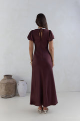 Postcard Dreams Satin Maxikleid Braun