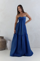 Unvergesslicher Stil Trägerloses Maxikleid Navy