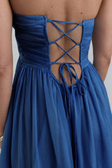 Unvergesslicher Stil Trägerloses Maxikleid Marineblau