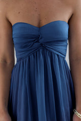 Unvergesslicher Stil Trägerloses Maxikleid Navy