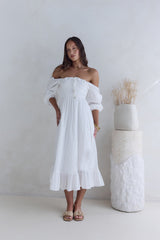 Geliebt Vom Mond Midikleid Weiß