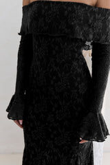 Here For Love Off-Shoulder Mesh Maxikleid Schwarz