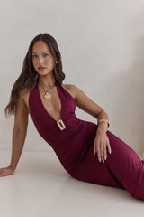 Under The Stars Neckholder Maxikleid Burgunderrot