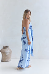 Lovers In Bloom Neckholder Maxikleid Blau
