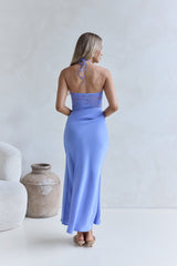 Aurora Dreams Halter Maxikleid aus Spitze in Blau