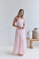 Cloud Kissed Paths Trägerloses Maxikleid Pink
