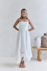 Lucia trägerloses Midikleid Weiß