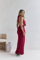 Kiss Journeys Neckholder-Maxikleid Burgund