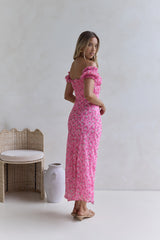 Maxikleid „Kissed By The Sun“ mit Carmen-Ausschnitt, Pink