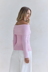 Dreamwave Off-Shoulder Stricktop Rosa