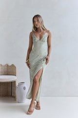 Far And Away Mesh Maxi-Kleid Salbei