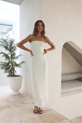 Goddess Blessings trägerloses Maxikleid Creme