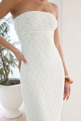 Goddess Blessings trägerloses Maxikleid Creme