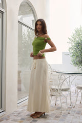 Sunset Ride Mesh Off-Shoulder-Oberteil Olive