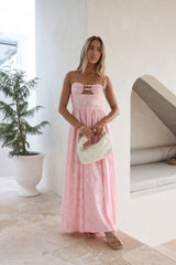 Engelsgleiches trägerloses Maxikleid Rosa