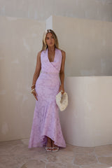 More And More Neckholder Maxikleid Lila