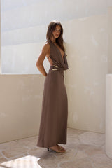 Kiss Journeys Halter-Maxikleid Braun