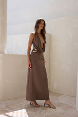 Kiss Journeys Halter-Maxikleid Braun
