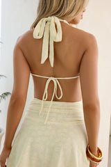 Flow With Me Neckholder-Minikleid Gelb