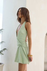 Flow With Me Neckholder-Minikleid Salbei
