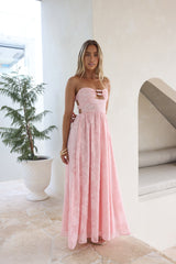 Engelsgleiches trägerloses Maxikleid Rosa