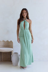 Grünes Maxikleid „From The Heart Halter“