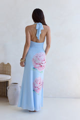 Truth Be Told Neckholder-Maxikleid aus Mesh Blau
