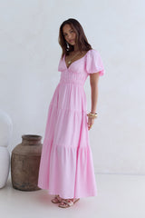 Schmetterlingsflügel Maxikleid Rosa