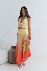 Sunrise Stars Mesh Neckholder Top Gelb
