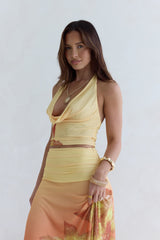 Sunrise Stars Mesh Neckholder Top Gelb