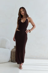 Whispers In The Dark Neckholder Maxikleid aus Mesh Braun