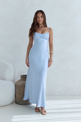 Love And Desire Satin-Maxikleid Blau