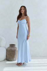 Love And Desire Satin-Maxikleid Blau